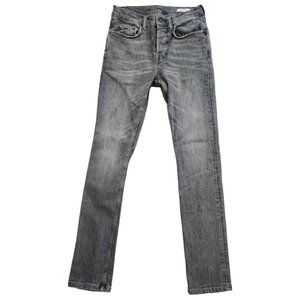 All Saints Men's Raveline Cigarette Button Fly Gray Denim Jeans Size W28
